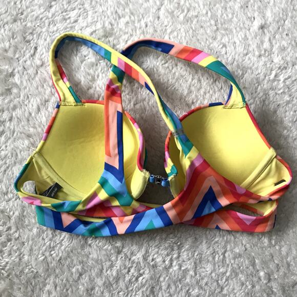 Aerie Rainbow Chevron Stripe Brooke Push Up Bikini Swim Top 36B NEW - Picture 3 of 9